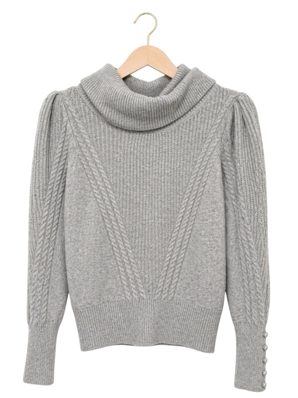 Tahari Womens Gray Thick Chunky Cable Knit Wool Blend Sweater Large Money Preppy